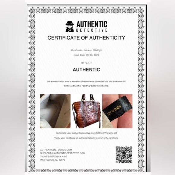 Brahmin Mini Asher Satchel Pecan Melbourne Crocodile Embossed Leather Bag - Picture 12 of 15